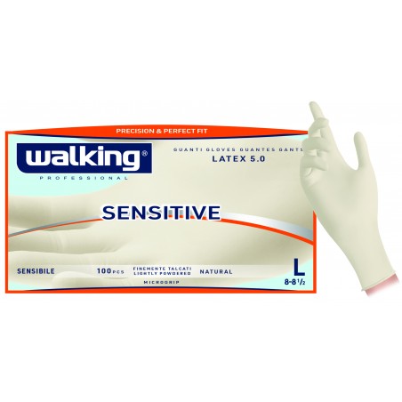 SENSITIVE Mis.M GUANTI IN LATTICE BIANCO CON POLVERE 5.0 gr. AQL 1,65