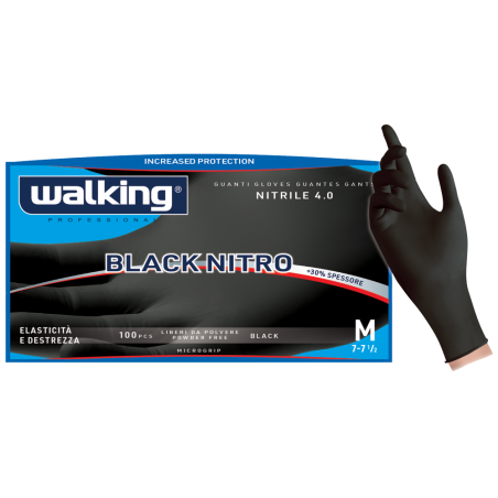 BLACK NITRO NERO GUANTI NITRILE SENZA POLVERE da 4.0 gr.