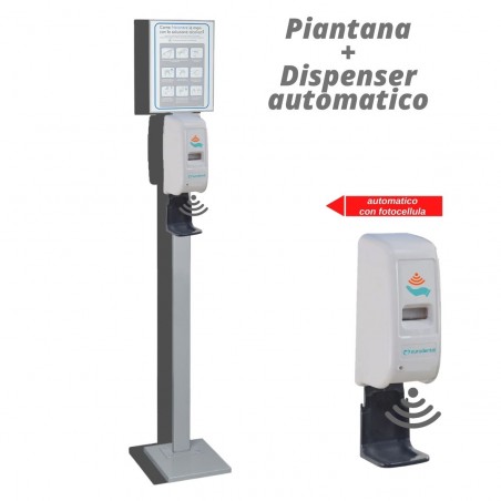 PIANTANA + DISPENSER IGIENIZZANTE MANI AUTOMATICO con fotocellula ECO