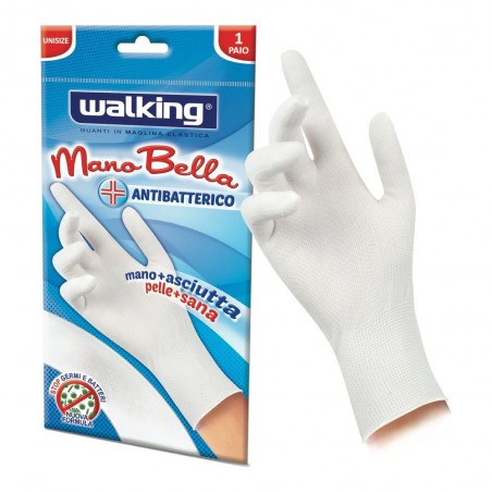 MANOBELLA Guanti da lavoro Bianco POLYCOTTON antibatterico taglia unica