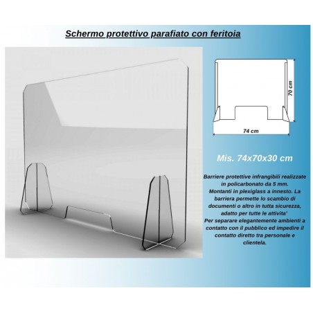 Schermo protettivo Mis. 74x70x30 mm parafiato con feritoia