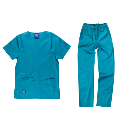 Completo casacca e pantalone ELASTICIZZATO UNISEX col. TURCHESE