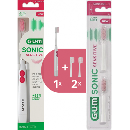 GUM SONIC SENSITIVE KIT TESTINA +RICAMBIO TESTINE ROSA
