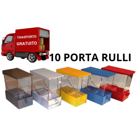 10 PORTA RULLI COTONE A CASSETTO COLORATI ASSORTITI