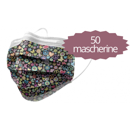Mascherine chirurgiche fantasia PACE 3 STRATI da 50 pz. (tipo IIR)