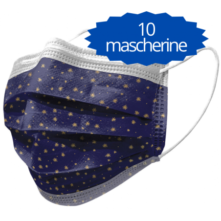 Mascherine chirurgiche fantasia STELLE 3 STRATI da 10 pz. (tipo IIR)