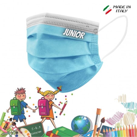 MASCHERINE CHIRURGICHE AZZURRO BIMBO 3 STRATI flowpack 10 pz. (tipo IIR) Made in Italy