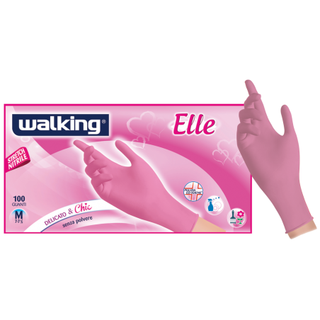 GUANTI Mis.XS ELLE NITRILE ROSA SENZA POLVERE da 4.0 gr.